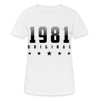 Original 1981 Geburtsjahr | Farbe änderbar | - Frauen T-Shirt atmungsaktiv - Weiß - Vorne - AI Model Female 172 dark (172cm)