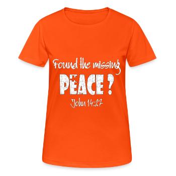 Christian Design hat den fehlenden Frieden gefunden? Johannes 14 - Frauen T-Shirt atmungsaktiv - Neonorange - Vorne - AI Model Female 172 dark (172cm)