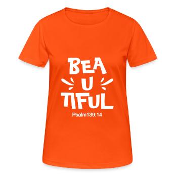 Christian Design Schöner Psalm 139 Vers 14 - Frauen T-Shirt atmungsaktiv - Neonorange - Vorne - AI Model Female 172 dark (172cm)