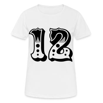 12 - Zahl - Nummer - Frauen T-Shirt atmungsaktiv - Weiß - Vorne - AI Model Female 172 dark (172cm)