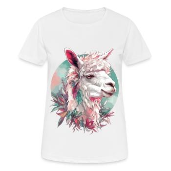 Alpaga Lama Nature animale Zoo Andes Inca Art coloré - T-shirt respirant Femme - blanc - Devant - AI Model Female 172 dark (172cm)
