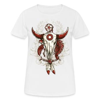 Indian Totem Cow Skull - Women's Breathable T-Shirt - white - Front - AI Model Female 172 dark (172cm)