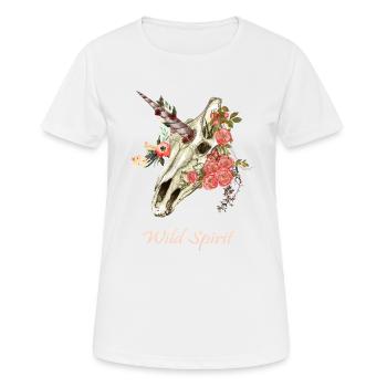 Einhorn Schädel Blumen - T-shirt respirant Femme - blanc - Devant - AI Model Female 172 dark (172cm)