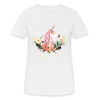 Einzigartig sein Einhorn Blumen - T-shirt respirant Femme - blanc - Devant - AI Model Female 172 dark (172cm)