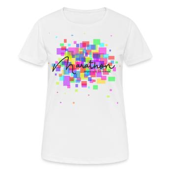 Laufshirt (Marathon) - Frauen T-Shirt atmungsaktiv - Weiß - Vorne - AI Model Female 172 dark (172cm)