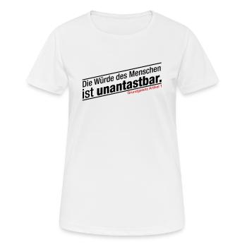 Grundgesetz Die Würde des Menschen ist unantastbar - Frauen T-Shirt atmungsaktiv - Weiß - Vorne - AI Model Female 172 dark (172cm)