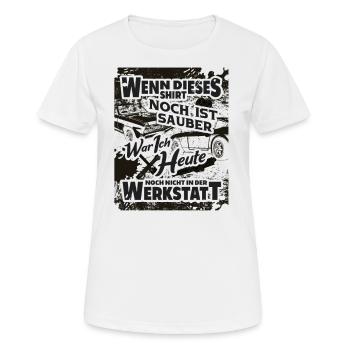 Werkstatt Shirt - Frauen T-Shirt atmungsaktiv - Weiß - Vorne - AI Model Female 172 dark (172cm)