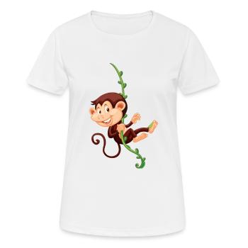 drôle de petit singe balançant à Liane - T-shirt respirant Femme - blanc - Devant - AI Model Female 172 dark (172cm)
