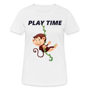 Le singe se balance à Liane - Play Time - T-shirt respirant Femme - blanc - Devant - AI Model Female 172 dark (172cm)