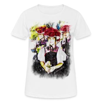 Schwarzwald, Bollenhut, Tracht - Frauen T-Shirt atmungsaktiv - Weiß - Vorne - AI Model Female 172 dark (172cm)
