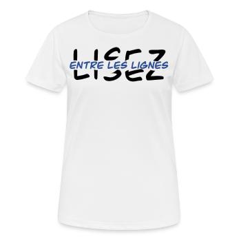 Lisez entre les lignes - T-shirt respirant Femme - blanc - Devant - AI Model Female 172 dark (172cm)