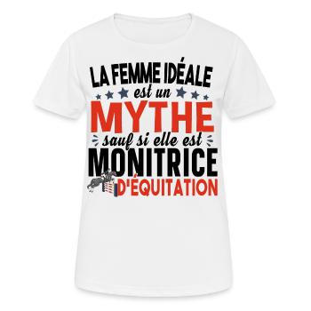 Equitation Cheval Cavalière Sport équestre Humour - T-shirt respirant Femme - blanc - Devant - AI Model Female 172 dark (172cm)