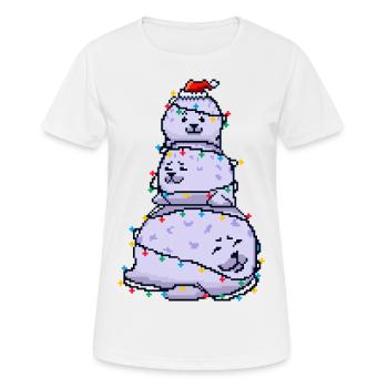 Chonky Seal Snowman Christmas Lights Pixel Art - Women's Breathable T-Shirt - white - Front - AI Model Female 172 dark (172cm)