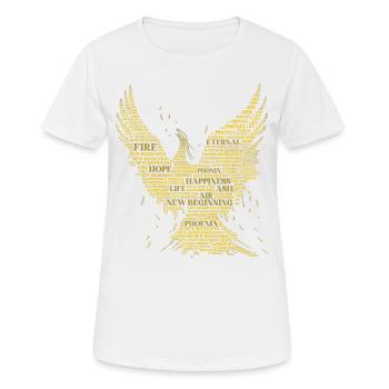 PHOENIX: Conception d’art de mots! Créatures mythiques, mythologie - T-shirt respirant Femme - blanc - Devant - AI Model Female 172 dark (172cm)