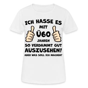 Ü60 Jahre Jubiläum - Frauen T-Shirt atmungsaktiv - Weiß - Vorne - AI Model Female 172 dark (172cm)