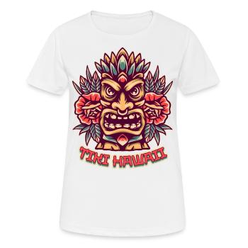 Statue Tiki, île d’Hawaï, masque Tiki - T-shirt respirant Femme - blanc - Devant - AI Model Female 172 dark (172cm)