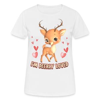 Rehkitz, kleines Reh, Kawaii-Reh, Spruch, Pun - Frauen T-Shirt atmungsaktiv - Weiß - Vorne - AI Model Female 172 dark (172cm)