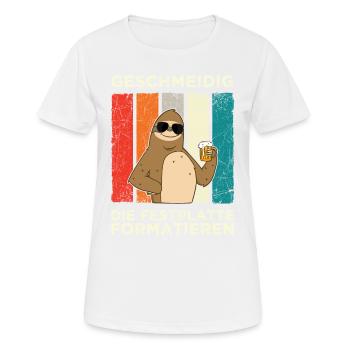 Geschmeidig Festplatte Formatieren Faultier Bier - Frauen T-Shirt atmungsaktiv - Weiß - Vorne - AI Model Female 172 dark (172cm)