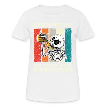 Geschmeidig Festplatte Formatieren Skelett Bier - Frauen T-Shirt atmungsaktiv - Weiß - Vorne - AI Model Female 172 dark (172cm)