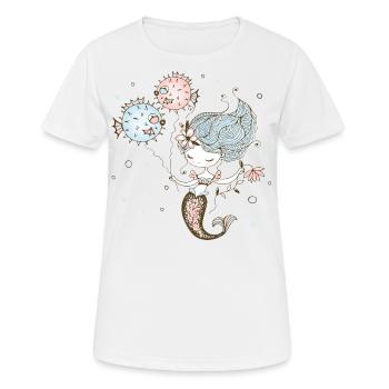 Ocean mermaid dances with fish balloons - Women's Breathable T-Shirt - white - Front - AI Model Female 172 dark (172cm)