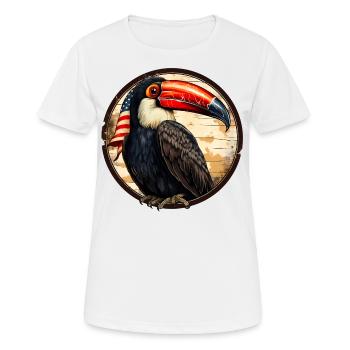 Tukan mit Amerika Flagge - Frauen T-Shirt atmungsaktiv - Weiß - Vorne - AI Model Female 172 dark (172cm)