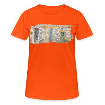 Parc national en plein air de l’Eifel Randonnée Heimat Landlieb - T-shirt respirant Femme - orange néon - Devant - AI Model Female 172 dark (172cm)