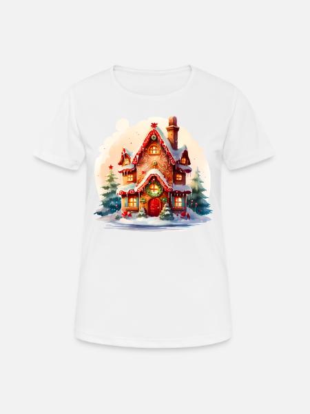Watercolor Gingerbread House - Women's Breathable T-Shirt - white