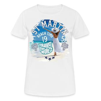 Beach time St Martin west indies - T-shirt respirant Femme - blanc - Devant - AI Model Female 172 dark (172cm)