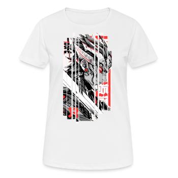 Warrior cyberpunk Géométrique rouge blanc japan - T-shirt respirant Femme - blanc - Devant - AI Model Female 172 dark (172cm)
