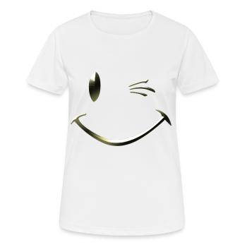 Tshirt smiley clin d'oeil by customstyle - T-shirt respirant Femme - blanc - Devant - AI Model Female 172 dark (172cm)