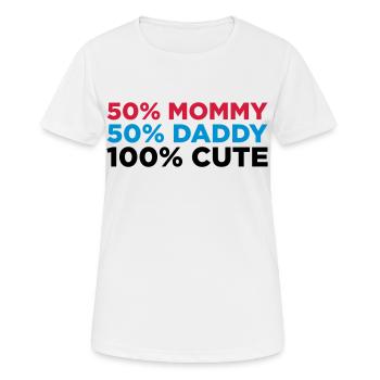 50% Mama. 50% Papa. 100% niedlich! - Frauen T-Shirt atmungsaktiv - Weiß - Vorne - AI Model Female 172 dark (172cm)