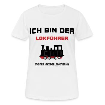 Lokführer Modelleisenbahn - Frauen T-Shirt atmungsaktiv - Weiß - Vorne - AI Model Female 172 dark (172cm)