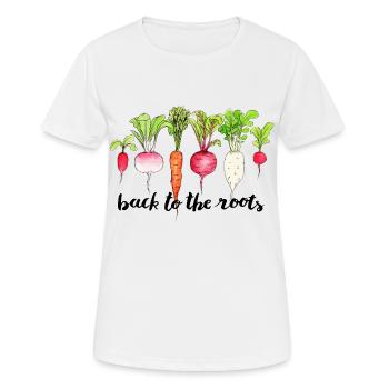 Retour aux racines Retour aux légumes racines - T-shirt respirant Femme - blanc - Devant - AI Model Female 172 dark (172cm)
