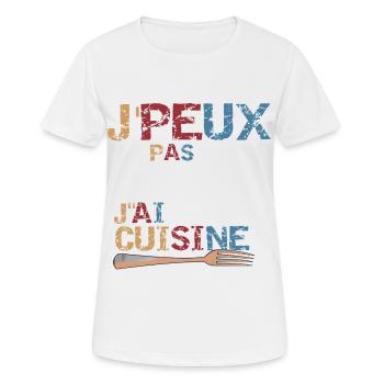 J'peux pas j'ai cuisine - T-shirt respirant Femme - blanc - Devant - AI Model Female 172 dark (172cm)