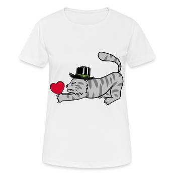 Herz Kater Liebeskummer Schmerz Valentin Liebe - Frauen T-Shirt atmungsaktiv - Weiß - Vorne - AI Model Female 172 dark (172cm)