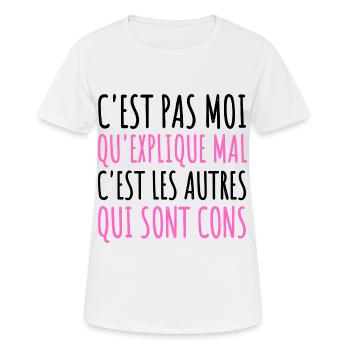 C'est pas moi qui explique mal humour femme cadeau - T-shirt respirant Femme - blanc - Devant - AI Model Female 172 dark (172cm)