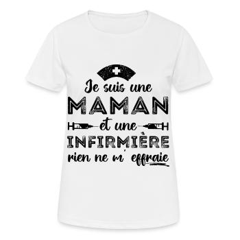 Maman et infirmière cadeau pour mère infirmiere - T-shirt respirant Femme - blanc - Devant - AI Model Female 172 dark (172cm)