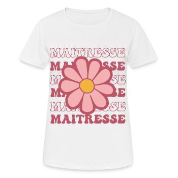 Maitresse motif floral marguerite pour maîtresse - T-shirt respirant Femme - blanc - Devant - AI Model Female 172 dark (172cm)