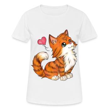Niedliche Katze mit herzigem Blick Geschenkidee - Frauen T-Shirt atmungsaktiv - Weiß - Vorne - AI Model Female 172 dark (172cm)
