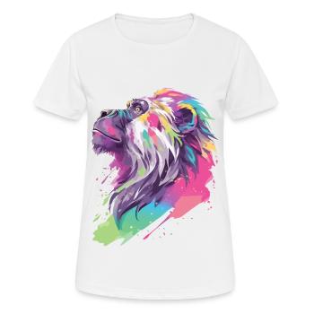 Monkey Chimpanzee Primate Nature Wilderness Colorful Art - Women's Breathable T-Shirt - white - Front - AI Model Female 172 dark (172cm)