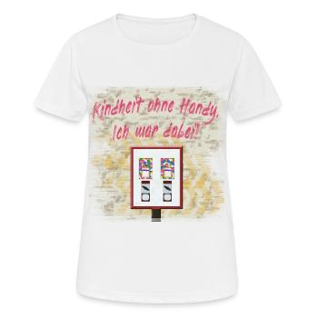 Kindheit ohne Handy. Ich war dabei! - 90er Vintage - Frauen T-Shirt atmungsaktiv - Weiß - Vorne - AI Model Female 172 dark (172cm)