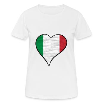 Coeur drapeau italien - T-shirt respirant Femme - blanc - Devant - AI Model Female 172 dark (172cm)