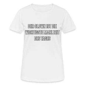 Der Clown ist die wichtigste Mahlzeit des Tages - Frauen T-Shirt atmungsaktiv - Weiß - Vorne - AI Model Female 172 dark (172cm)