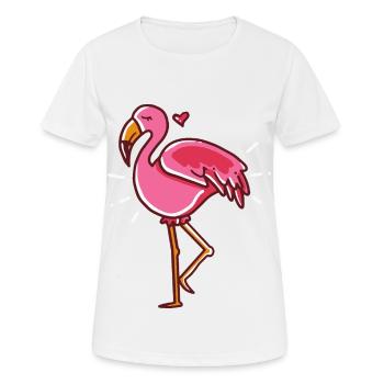 Flamingo cadeau rose coeur - T-shirt respirant Femme - blanc - Devant - AI Model Female 172 dark (172cm)