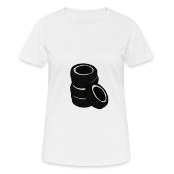 Old car tires, comic style, gift idea men - Women's Breathable T-Shirt - white - Front - AI Model Female 172 dark (172cm)