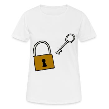 Cadenas avec clé, amour, idée cadeau - T-shirt respirant Femme - blanc - Devant - AI Model Female 172 dark (172cm)