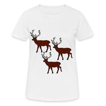 Hirsche, Waldtiere, Comicstyle, Kinder, Baby - Frauen T-Shirt atmungsaktiv - Weiß - Vorne - AI Model Female 172 dark (172cm)