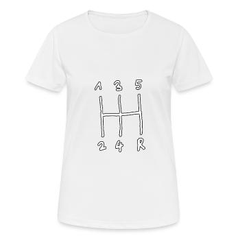 Gangschaltung, Auto, Schalthebel, Kupplung - Frauen T-Shirt atmungsaktiv - Weiß - Vorne - AI Model Female 172 dark (172cm)