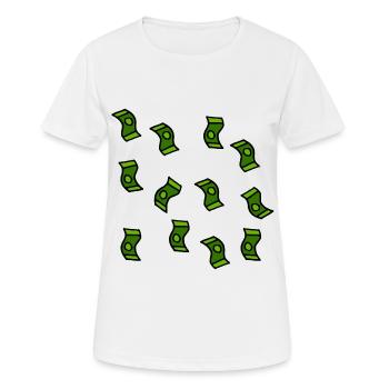 Pluie d'argent cadeau billets de banque - T-shirt respirant Femme - blanc - Devant - AI Model Female 172 dark (172cm)