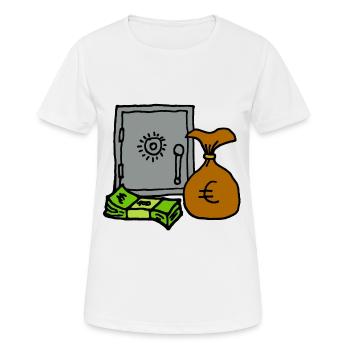 Coffre avec billets et sac d'argent de la richesse - T-shirt respirant Femme - blanc - Devant - AI Model Female 172 dark (172cm)